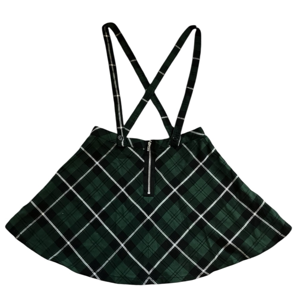 Royal Bones By Tripp Green Plaid Suspenders Skirt - Picture 4 of 6
